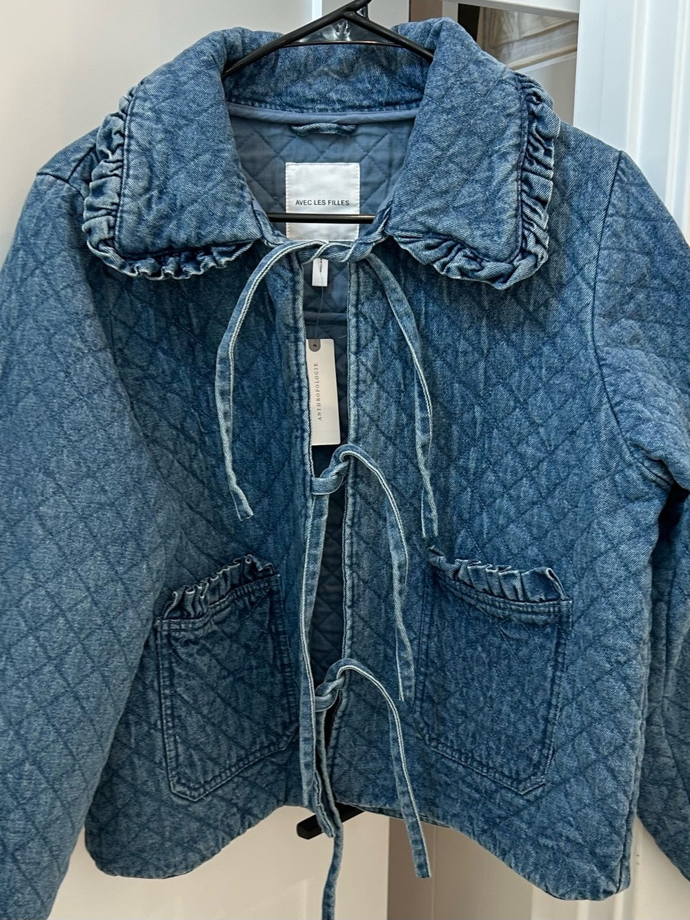 Anthropologie Avec les Filles Quilted Denim Jacket New - Picture 5 of 7